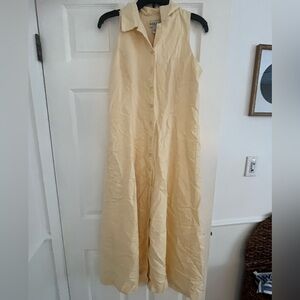 Vintage Sleeveless Butter Yellow Linen Maxi Dress